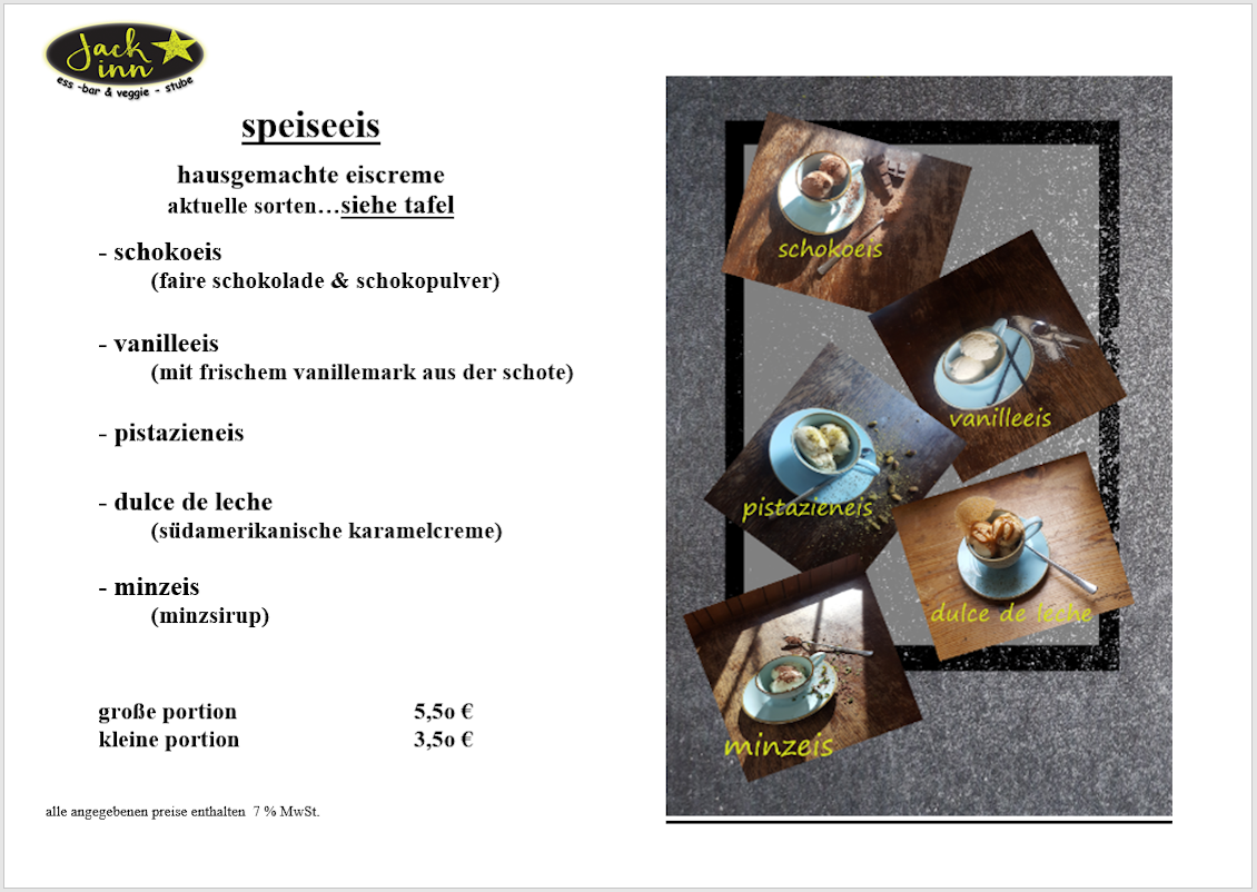 Hausgemachte Desserts und Eisvariationen