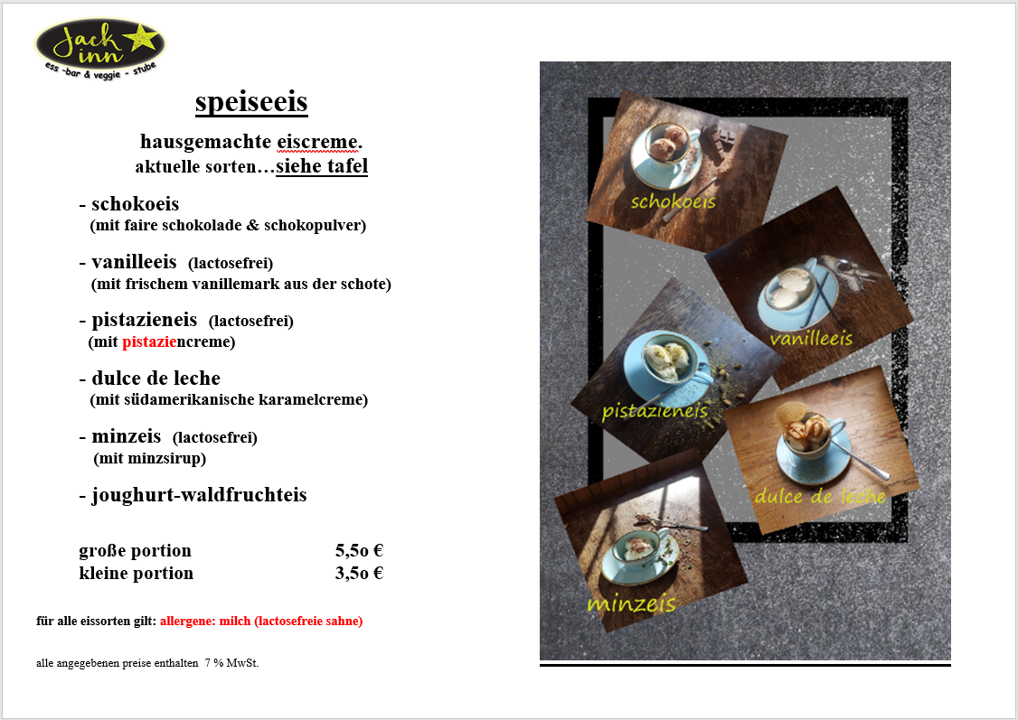Hausgemachte Desserts und Eisvariationen